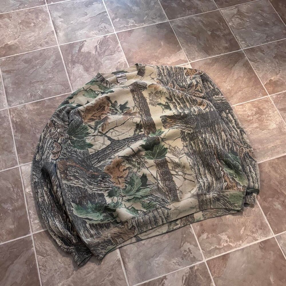 Vintage 90s Jerzees baggy camo crewneck sweatshirt, Size Baggy XL